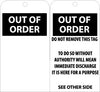 NMC RPT144G-TAGS, OUT OF ORDER, BLANK, 6X3, .015 MIL UNRIP VINYL, 25 PK W/ GROMMET (PAK OF 25)