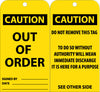 NMC RPT145G-TAGS, OUT OF ORDER, 6X3, .015 MIL UNRIP VINYL, 25 PK W/ GROMMET (PAK OF 25)