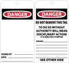 NMC RPT162G-TAGS, DANGER, 6X3, UNRIP VINYL W/ GROMMET (PAK OF 25)