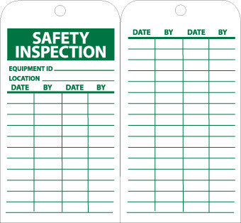 NMC RPT170G-TAGS, SAFETY INSPECTION, 6X3, GROMMET, UNRIP VINYL W/ GROMMET (PAK OF 25)