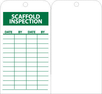 NMC RPT167-TAGS, SCAFFOLD INSPECTION, 6X3, UNRIP VINYL (PAK OF 25)