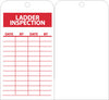 NMC RPT168G-TAGS, LADDER INSPECTION, 6X3, UNRIP VINYL **RED on white** W/ GROMMET (PAK OF 25)