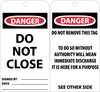 NMC RPT20G-TAGS, DANGER DO NOT CLOSE, 6X3, UNRIP VINYL W/ GROMMET (PAK OF 25)