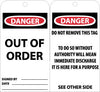 NMC RPT25-TAGS, DANGER OUT OF ORDER, 6X3, UNRIP VINYL (PAK OF 25)