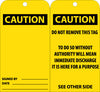 NMC RPT28G-TAGS, CAUTION, 6X3, UNRIP VINYL W/ GROMMET (PAK OF 25)
