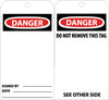 NMC RPT30G-TAGS, DANGER, 6X3, UNRIP VINYL W/ GROMMET (PAK OF 25)