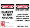 NMC RPT33G-TAGS, DANGER HANDS OFF DO NOT OPERATE, 6X3, UNRIP VINYL W/ GROMMET (PAK OF 25)