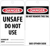 NMC RPT34G-TAGS, DNAGER UNSAFE DO NOT USE, 6X3, UNRIP VINYL W/ GROMMET (PAK OF 25)
