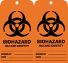 NMC RPT54G-TAGS, BIOHAZARD HAZARD IDENTITY, 6X3, UNRIP VINYL W/ GROMMET (PAK OF 25)