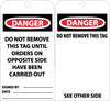 NMC RPT66G-TAGS, DANGER DO NOT REMOVE THIS TAG UNTIL. . ., 6X3, UNRIP VINYL W/ GROMMET (PAK OF 25)
