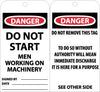 NMC RPT6G-TAGS, DANGER DO NOT START MEN WORKING. . ., 6X3, UNRIP VINYL W/ GROMMET (PAK OF 25)