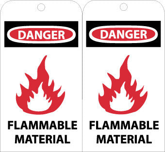 NMC RPT71G-TAGS, DANGER FLAMMABLE MATERIAL, 6X3, UNRIP VINYL W/ GROMMET (PAK OF 25)