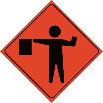 NMC RUR13-TRAFFIC, GRAPHIC, FLAGGER AHEAD, 48X48, ROLL UP SIGN, REFLECTIVE (1 EACH)