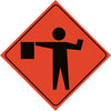 NMC RUR13-TRAFFIC, GRAPHIC, FLAGGER AHEAD, 48X48, ROLL UP SIGN, REFLECTIVE (1 EACH)