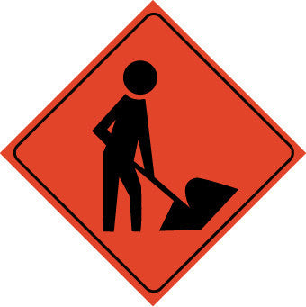 NMC RUR14-TRAFFIC, GRAPHIC, WORKERS AHEAD, 48X48, ROLL UP SIGN, REFLECTIVE (1 EACH)