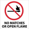 NMC S15R-NO MATCHES OPEN FLAME (W/ GRAPHIC), 7X7, RIGID PLASTIC (1 EACH)