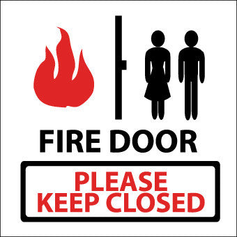 NMC S39R-FIRE DOOR PLEASE KEEP CLOSED (W/ GRAPHIC), 7X7, RIGID PLASTIC (1 EACH)