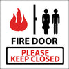 NMC S39P-FIRE DOOR PLEASE KEEP CLOSED (W/GRAPHIC), 7X7, PS VINYL (1 EACH)