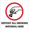NMC S44R-DEPOSIT SMOKING MATERIALS HERE (W/ GRAPHIC), 7X7, RIGID PLASTIC (1 EACH)