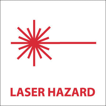 NMC S67R-LASER HAZARD (W/ GRAPHIC), 7X7, RIGID PLASTIC (1 EACH)