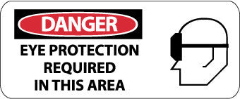 NMC SA102R-DANGER, EYE PROTECTION REQUIRED IN THIS AREA (W/GRAPHIC), 7X17, RIGID PLASTIC (1 EACH)