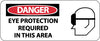 NMC SA102R-DANGER, EYE PROTECTION REQUIRED IN THIS AREA (W/GRAPHIC), 7X17, RIGID PLASTIC (1 EACH)