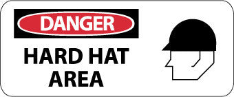NMC SA104R-DANGER, HARD HAT AREA (W/GRAPHIC), 7X17, RIGID PLASTIC (1 EACH)