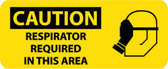NMC SA114R-CAUTION, RESPIRATOR REQUIRED IN THIS AREA (W/GRAPHIC), 7X17, RIGID PLASTIC (1 EACH)