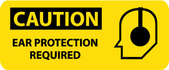 NMC SA123R-CAUTION, EAR PROTECTION REQUIRED (W/GRAPHIC), 7X17, RIGID PLASTIC (1 EACH)