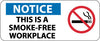 NMC SA190R-NOTICE, THIS IS A SMOKE-FREE WORKPLACE (W/GRAPHIC), 7X17, RIGID PLASTIC (1 EACH)