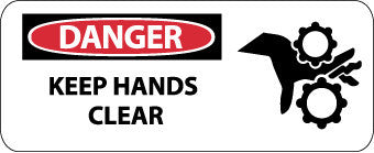 NMC SA197R-DANGER, KEEP HANDS CLEAR, (W/GRAPHIC), 7X17, RIGID PLASTIC (1 EACH)