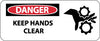 NMC SA197P-DANGER, KEEP HANDS CLEAR, (W/GRAPHIC), 7X17, PS VINYL (1 EACH)