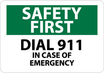 NMC SF116R-SAFETY FIRST, DIAL 911, 7X10, RIGID PLASTIC (1 EACH)
