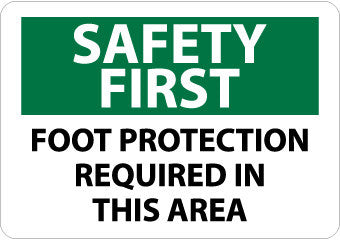 NMC SF163PB-SAFETY FIRST, FOOT PROTECTION REQUIRED IN THIS AREA, 10X14, PS VINYL (1 EACH)