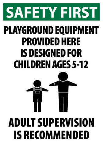 NMC SF60AC-SAFETY FIRST, PLAYGROUND EQUIPMENT PROVIDED HERE.., 20X14, .040 ALUM (1 EACH)