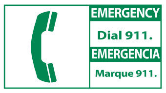 NMC SFA3R-SAFETY FIRST, 10 X 18 EMERGENCY DIAL 911/EMERGENCIA (BILINGUAL W/GRAPHIC), 10X18, RIGID PLASTIC (1 EACH)
