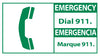 NMC SFA3R-SAFETY FIRST, 10 X 18 EMERGENCY DIAL 911/EMERGENCIA (BILINGUAL W/GRAPHIC), 10X18, RIGID PLASTIC (1 EACH)
