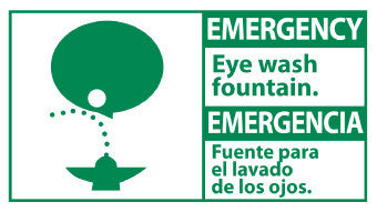 NMC SFA5R-SAFETY FIRST, EMERGENCY EYE WASH FOUNTAIN (BILINGUAL W/GRAPHIC), 10X18, RIGID PLASTIC (1 EACH)