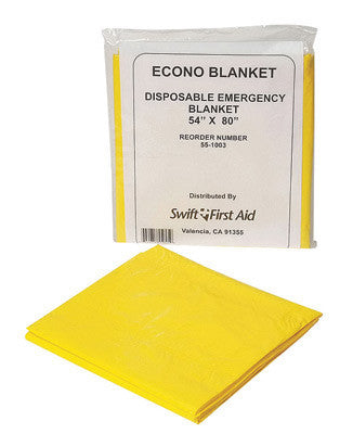North by Honeywell 551003 54" X 80" Yellow Disposable Emergency Blanket  (1/EA)