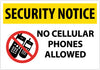 NMC SN22RC-SECURITY NOTICE, NO CELLULAR PHONES ALLOWED, GRAPHIC, 14X20,  RIGID PLASTIC (1 EACH)