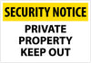 NMC SN25RC-SECURITY NOTICE, PRIVATE PROPERTY KEEP OUT, 14X20, RIGID PLASTIC (1 EACH)