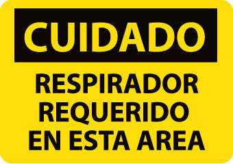 NMC SPC365PB-CUIDADO, RESPIRADOR REQUERIDO EN ESTA AREA, 10X14, PS VINYL (1 EACH)