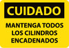 NMC SPC530RB-CUIDADO, MANTENGA TODOS LOS CILINDROS ENCADENADOS, 10X14, RIGID PLASTIC (1 EACH)