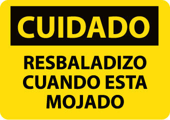 NMC SPC57RB-CUIDADO, RESBALADIZO CUANDO ESTA MOJADO, 10X14, RIGID PLASTIC (1 EACH)