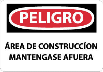 NMC SPD132RB-PELIGRO, AREA DE CONSTRUCCION, 10X14, RIGID PLASTIC (1 EACH)
