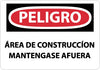 NMC SPD132RB-PELIGRO, AREA DE CONSTRUCCION, 10X14, RIGID PLASTIC (1 EACH)