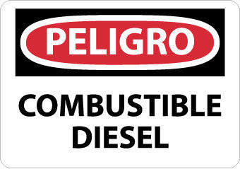 NMC SPD427PB-PELIGRO, COMBUSTIBLE DIESEL, 10X14, PS VINYL (1 EACH)
