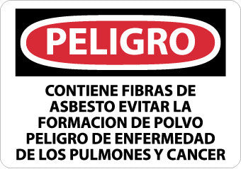 NMC SPD640PB-PELIGRO, CONTIENE FIBRAS DE ASBESTO EVITAR LA FORMACION DE POLVO PELIGRO DE ENFERMEDAD DE LOS PULMONES Y CANCER, 10X14, PS VINYL (1 EACH)