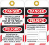 NMC SPLOTAG13-TAGS, LOCKOUT, DANGER THIS TAG & LOCK TO BE REMOVED ONLY. . .(BILINGUAL), 6X3, UNRIP VINYL (PAK OF 10)