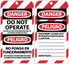 NMC SPLOTAG10-TAGS, LOCKOUT, DANGER DO NOT OPERATE. . .(BILINGUAL), 6X3, UNRIP VINYL (PAK OF 10)